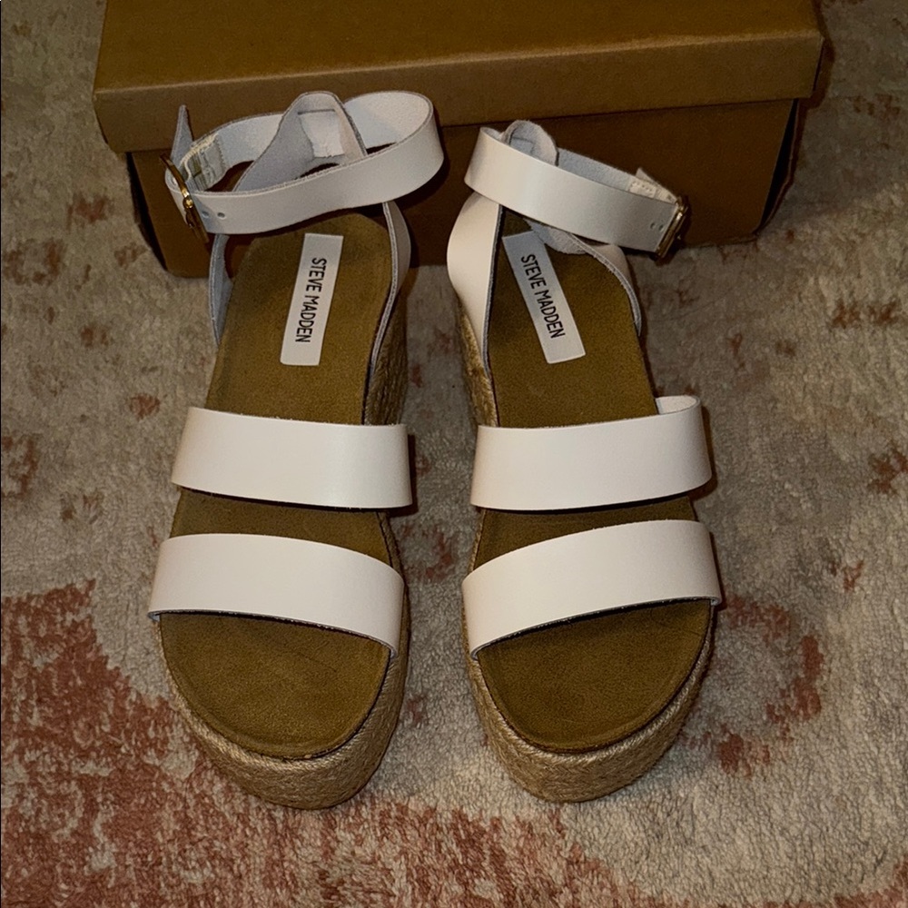 Steve Madden Kelton White Platform Espadrille Sandals